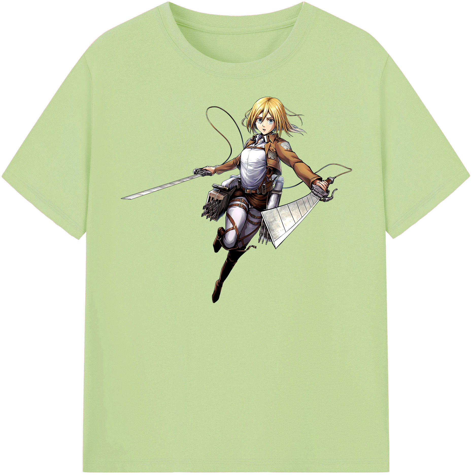 （画像用） 進撃の巨人 クリスタ·レンズ Attack on Titan Christa Lenz 綿100％半袖Tシャツ（フロントプリント）
